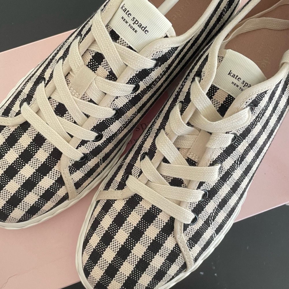 KATE SPADE Vale Sneakers - Gingham Black/Cream